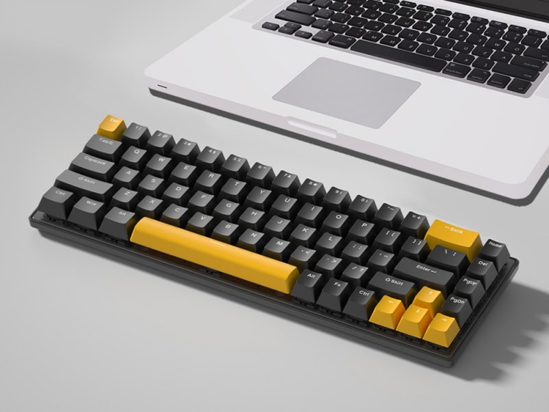 black and yellow keyboard